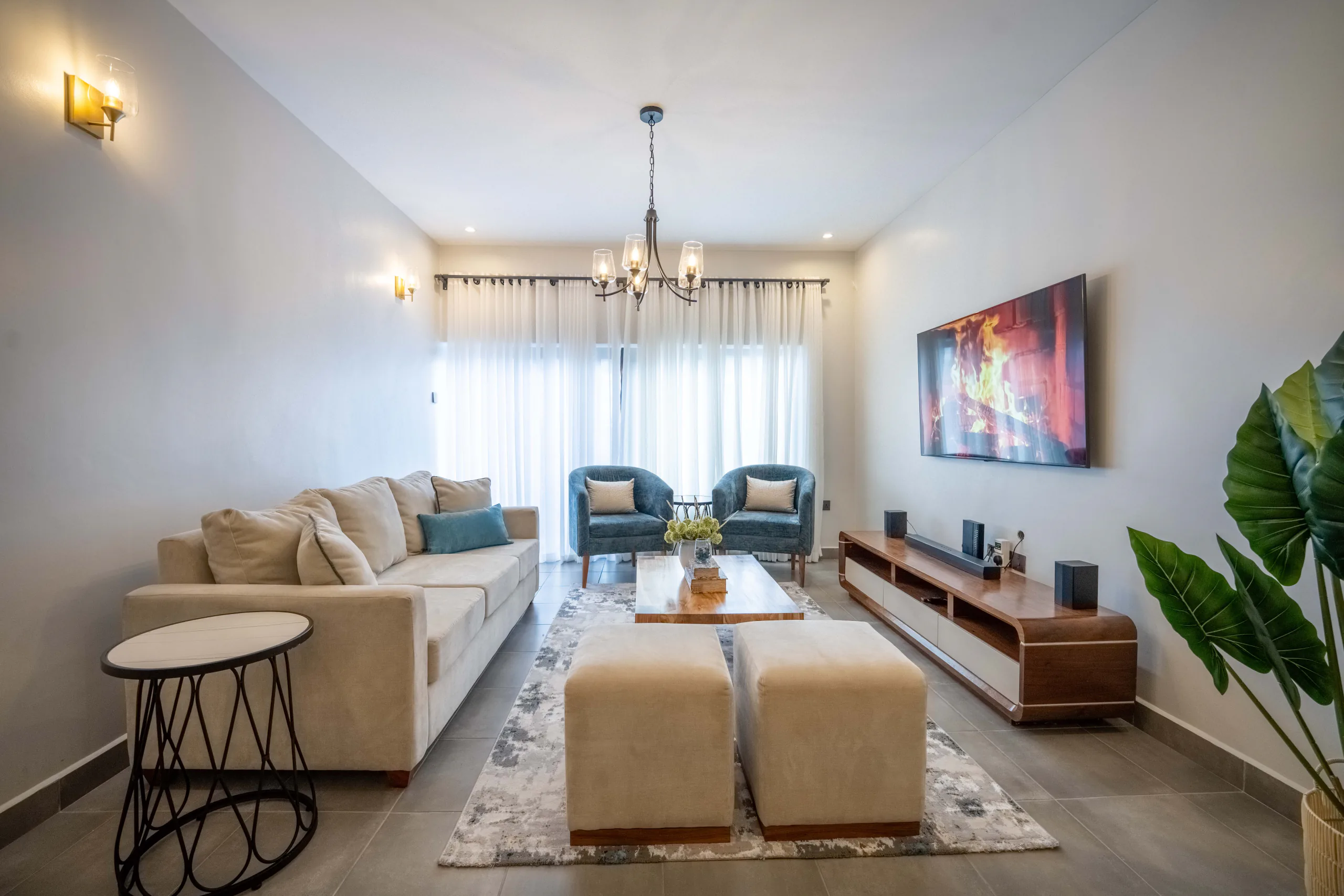 Living Room at Spacious 2BR Retreat, a Serenita Collection serviced apartment in Arusha, Tanzania